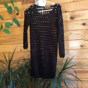 Black beach knitted tunica dress